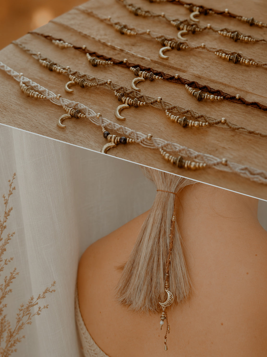 • Set Collana Ululare alla luna + Treccina Lunita •